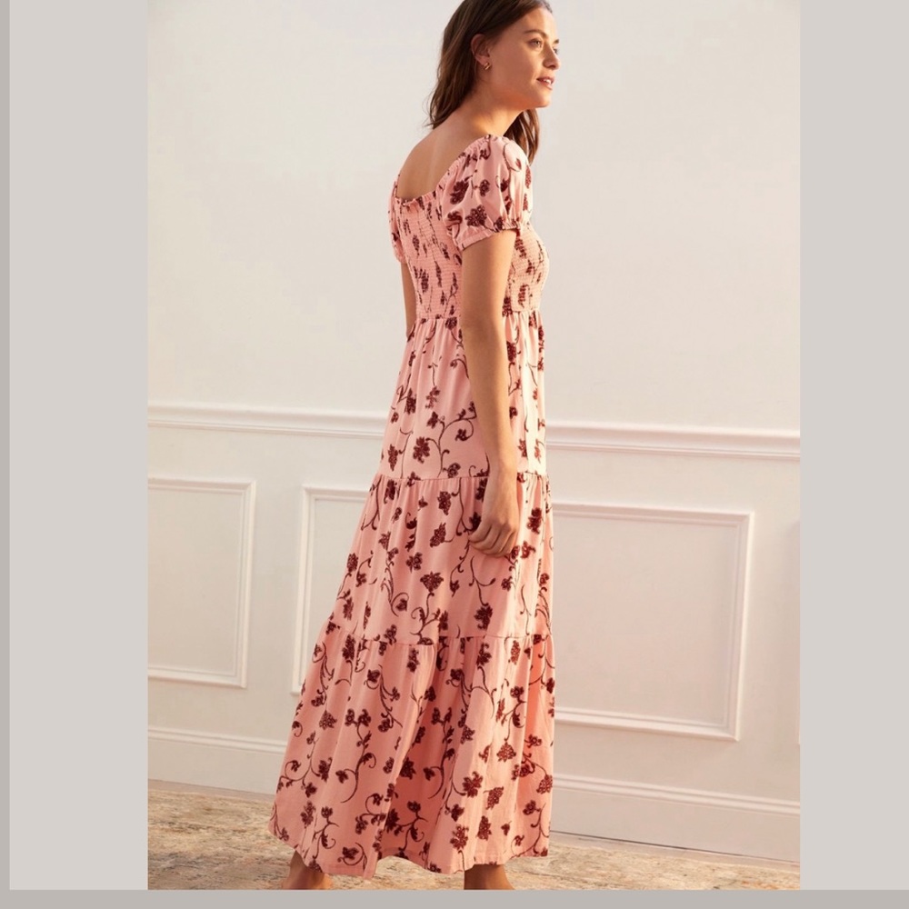 Anthropologie Daily Practice Cotton Smoked Tiered, Puff sleeve Maxi Dress - Picture 5 of 16